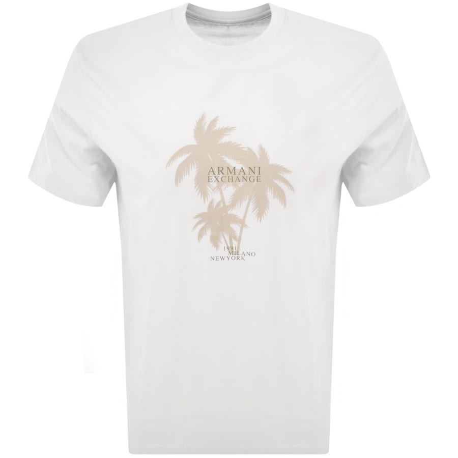 Armani Exchange Tropical Logo T Shirt Off White | Mainline